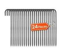 VEVOR Picchetti per Barre d'Armatura 406,4 mm Picchetti per Recinzioni, Gancio a J per Impieghi Gravosi da 10 mm di Diametro, con Estremità a Punta Scalpellata e Rivestimento Antiruggine, 24 Pezzi