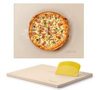 VEVOR Pietra per Pizza, Pietra da Forno per Pizza Rettangolare in Cordierite da 380 x 300 x 15 mm, con Raschietto, Cordierite Resistente al Calore, per Forno da Cucina, Cottura di Pane