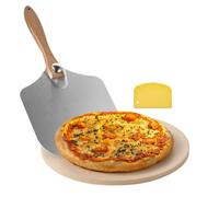 VEVOR Pietra per Pizza, Pietra da Forno per Pizza Rotonda in Cordierite da 381 x 381 x 17 mm, con Pala in Alluminio, Cordierite Resistente al Calore, per Forno da Cucina, Cottura di Pane