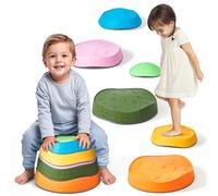 VEVOR Pietre di Equilibrio per Bambini 6 Pezzi, Pietre Sensoriali Antiscivolo per Bambini Piccoli, Fino a 100 kg Percorso a Ostacoli, Gioco di Coordinazione, Giocattoli per Interni Esterni per Bambini