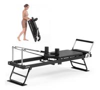 VEVOR Pilates Reformer Pieghevole Carico 181kg Lunghezza 1,9m Telaio Ferro Attrezzatura per Allenamento Fisico, Pedana Pilates da Palestra, Esercizio per Forza, Mobilità, Flessibilità, Controllo Corpo