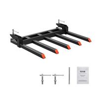 VEVOR Pinza per Forche per Detriti per Benna da 48", Capacità di 2600 libbre Pinza su Forche per Pallet per Benna, Adatta per Benna Caricatrice Trattore, Detriti o Rifiuti del Giardino