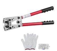 VEVOR Pinze Crimpatrice 6/10/16/25/35/50 mm² Pinza Capicorda per Terminali Batteria a Filo in Alluminio Rame AWG10-1/0, Pinza di Crimpaggio in Acciaio 45# 1,75kg con 1 Paio di Guanti 60 Connettori