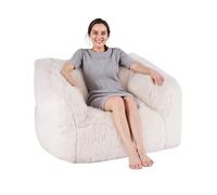 VEVOR Poltrona a Sacco con Braccioli e Zapper, Soffice Peluche e Imbottitura in Schiuma ad Alta Densità, per Divano Pigro da Soggiorno, Beige