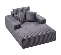 VEVOR Poltrona Chaise Longue, 1380 mm, Senza Osso, Poltrona da Lettura Imbottita Oversize con Cuscini e Braccioli per Interni, Divano con Seduta Profonda per Soggiorno, Camera da Letto, Grigio