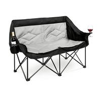 VEVOR Poltrona da Campeggio Pieghevole Portatile Posto Doppio, Sedia da Campeggio Pieghevole per 2 Persone da Pesca Picnic Spiaggia Escursionismo, Carico max. 300 kg con Portabicchieri