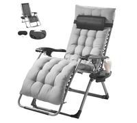 VEVOR Poltrona Relax a Gravità Zero Reclinabile 645 mm, Lettino Relax da Giardino Cortile, Lettino Antigravità Regolabile con Cuscino, Poggiatesta, Poggiapiedi, Portabicchieri Carico 226,8 kg Grigio