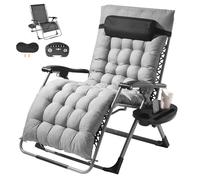 VEVOR Poltrona Relax a Gravità Zero Reclinabile 825 mm, Lettino Relax da Giardino Cortile, Lettino Antigravità Regolabile con Cuscino, Poggiatesta, Poggiapiedi, Portabicchieri Carico 226,8 kg Grigio