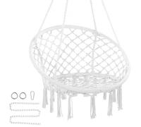 VEVOR Poltrona sospesa, 150 kg, Poltrona sospesa Girevole Hardware di Montaggio, Corda di Cotone, Poltrona Relax con Frange, per Camera da Letto, Balcone, Patio, Giardino, Interno, Esterno, Bianco