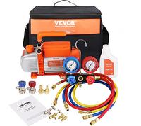 VEVOR Pompa a Vuoto per Aria condizionata, da 100 l/min, 1440 Giri/min, 150 W, HVAC, con calibri e Tubo in Gomma Tricolore, Custodia per Il Trasporto, per refrigeratore da Auto R134a, R1234yf