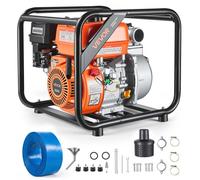 VEVOR Pompa Acqua a Benzina, Motopompa per Irrigazione Prato Laghetti Piscina Giardino 32251 L/H, Trasferimento Acqua 7 CV, Pompa Acqua con Motore a Benzina Tubo 7,6m Dimensioni Porta 50,8 mm