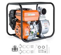 VEVOR Pompa Acqua a Benzina, Pompa per Trasferimento Acqua Motore a Benzina per Piscine Laghetti Giardino 8,3 CV Dimensioni Porta 101,6 mm Portata max 95846 L/h, Girante in Ghisa, Pompaggio Intensivo
