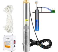 VEVOR Pompa d'Acqua Sommergibile 370W Flusso 110L/min per Piscina Giardino Orto in Acciaio Inox, per Pozzi Profondi 230V Prevalenza Max. 44m