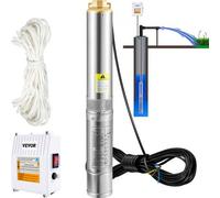 VEVOR Pompa d'Acqua Sommergibile 370W Flusso 110L/min per Piscina Giardino Orto in Acciaio Inox, per Pozzi Profondi 230V Prevalenza Max. 44m