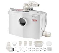 VEVOR Pompa Maceratrice per WC, 1200 W, Prevalenza 10 m, con 4 Ingressi per l'Acqua, Macchina per lo Smaltimento delle Acque Reflue per WC, Seminterrato, Doccia, Lavandino, Lavanderia