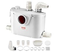 VEVOR Pompa Maceratrice per WC, 500 W, Prevalenza 8 m, con 4 Ingressi per l'Acqua, Macchina per lo Smaltimento delle Acque Reflue per WC, Seminterrato, Doccia, Lavandino, Lavanderia