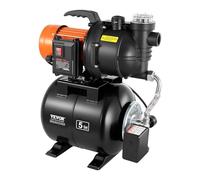 VEVOR Pompa per Pozzi Poco Profondi da 1100 W con Serbatoio a Pressione 5300 LPH Prevalenza max 51 m, Pompa per Irrigazione Sistema di Aumento Pressione d'Acqua con Filtro Valvola di Ritegno Giardino