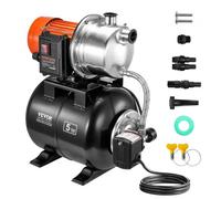 VEVOR Pompa per Pozzi Poco Profondi da 735 W, 3785 L/H Pompa Aumento Pressione Automatica per Irrigazione, Serbatoio Pressione 19 L, Pressostato, Sollevamento 39,6 m Testa della Pompa in Acciaio Inox