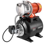 VEVOR Pompa per Pozzi Senza Filtro 1176 W, Pompa per Pozzi Poco Profondi con Serbatoio a Pressione 19 Litri Irrigazione da Giardino Prati Testa in Acciaio Inox Flusso max 6000 L/h, Prevalenza 57 m