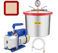 VEVOR Pompa per vuoto Camera a Vuoto 26,9 x10,2 x 20,6 cm Kit Pompa per Vuoto Monostadio 7,57 L Degasaggio Epossidico in Silicone con Pompa per Vuoto Monostadio, Spostamento d'Aria 113,26 L/min