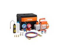 VEVOR Kit Pompa per Vuoto a Palette Rotanti HVAC 2,12L/s Manometro Collettore