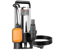 VEVOR Pompa Sommergibile per Pozzetto 710W, 20000 L/H, per Acque Sporche e Pulite in Acciaio Inox con Interruttore a Galleggiante Automatico, Cavo Lungo, Sollevamento max. 9 m, per Piscine, Giardino