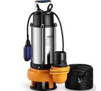 VEVOR Pompa Sommersa Elettrica da Drenaggio per Acqua Sporca 2200W da Giardino Laghi Pozzo, Elettropompa a Immersione per Drenaggio di Acque Sporche Nere Scure 10A 2200W per Piscina Giardino Pozzetto
