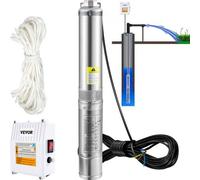 VEVOR Pompa d'Acqua Sommergibile 370W Flusso 110L/min per Piscina Giardino Orto in Acciaio Inox, per Pozzi Profondi 230V Prevalenza Max. 44m