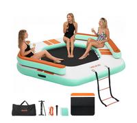 VEVOR Pontile Galleggiante Gonfiabile 2,6 x 2,6 m Piattaforma Gonfiabile per Piscina Spiaggia Giochi Sport Acquatici Feste da Esterno Spessore 150 mm con Scala Rimovibile Borsa da Trasporto Portatile