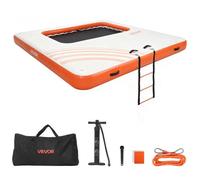 VEVOR Pontile Galleggiante Gonfiabile 3,05 x 3,05 m da Piscina, Piattaforma Gonfiabile per Piscina Mare Giochi Acquatici per Feste Vacanze, Borsa da Trasporto Scaletta Rimovibile, Arancione Bianco