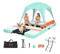 VEVOR Pontile Galleggiante Gonfiabile con Tenda Parasole 3,05 x 1,83 m da Mare Piscina, Piattaforma Galleggiante con Superficie Antiscivolo, Rampa per Cani, Isola d'Acqua per Piscina Spiaggia Mare