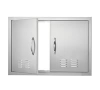 VEVOR Porta accesso per cucina, 762 x 533 mm, Doppia porta da cucina esterna, Porta in acciaio inossidabile montaggio ad incasso con maniglie e prese d'aria, isola cucina, mobiletto da esterno