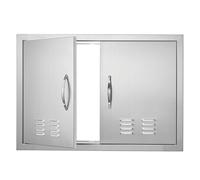 VEVOR Porta accesso per cucina, 762 x 533 mm, Doppia porta da cucina esterna, Porta in acciaio inossidabile montaggio ad incasso con maniglie e prese d'aria, isola cucina, mobiletto da esterno