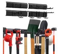 VEVOR Porta Attrezzi da Garage 167,6 cm Portata 363 kg 4 Binari e 10 Ganci | Supporto da Parete per Attrezzi da Giardino, Organizzatore con Ganci Regolabili, per Pale, Rastrelli e Casette da Giardino