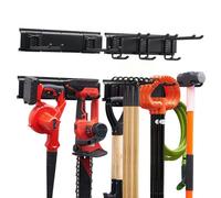 VEVOR Porta Attrezzi da Garage 83,8 cm Portata 181 kg 2 Binari e 5 Ganci, Supporto da Parete per Attrezzi da Giardino, Organizzatore con Ganci Regolabili, per Pale, Rastrelli e Casette da Giardino