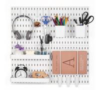 VEVOR Porta Attrezzi da Parete 28 x 28 cm Set di 4 Organizzatore da Parete in Plastica con Accessori per Garage, Porta Attrezzi, Cucina, Soggiorno, Stanza Artigianale, Ufficio, Bagno, Casa, Bianco