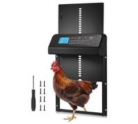 VEVOR Porta Automatica per Pollaio, Alimentata a Batteria con Timer e Impostazione Manuale, Sicurezza Anti-Pizzicamento, Apriporta Automatico in Lega di Alluminio con Guarnizione Impermeabile, Nero