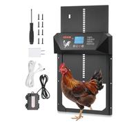 VEVOR Porta Automatica per Pollaio, Porta per Pollaio Alimentata a Corrente Continua e a Batteria con Display LCD, Sensore di Luce, Timer, Sicurezza Anti-Pizzicamento, Lega di Alluminio