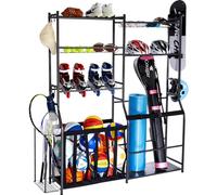 VEVOR Porta Borsa da Golf per 2 Sacche Golf con 2 Cestelli in Filo Metallico Portaoggetti da Garage per Attrezzature Sportive, 2 Divisori, Supporto Nero, Supporto Porta Utensili di Golf Sport Garage