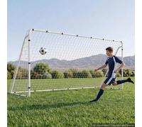 VEVOR Porta da Calcio 3,66 x 1,83 m Gabbia in Ferro con Rete in PE Bianca Cancello da Calcio, Schiuma Protettiva Ammortizzante, Stadio, Giardino, Cortile, Campo, Attrezzatura per Esercizio di Tiro