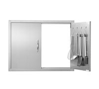 VEVOR Porta d'Accesso per Cucina Doppia 78,7x60,9 cm Acciaio Inox Incasso con Maniglie e Ganci