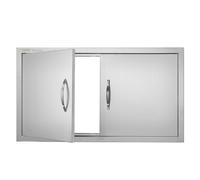 VEVOR Porta di Accesso al Barbecue, Doppia Porta Esterna della Cucina 863x482x46 mm, Porta ad Incasso in Acciaio Inox, con Maniglie, per Isola Barbecue, Armadio da Esterno, Giardino, Argento