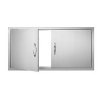 VEVOR Porta di accesso per barbecue, 106 x 53 cm (larghezza x altezza), doppia porta da cucina per esterni, montaggio a filo in acciaio inox, parete verticale con maniglie, per isola barbecue