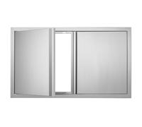 VEVOR Porta di accesso per barbecue, 91 cm di larghezza x 53 cm di altezza, doppia cucina da esterno, montaggio a filo in acciaio inossidabile, parete verticale con maniglie da incasso, per isola