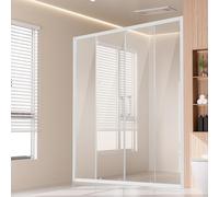 VEVOR Porta Doccia Doppia Scorrevole 147x150x178 cm, Porta per Box Doccia Vetro Temperato Trasparente 6 mm, Impermeabile, Infrangibile, Resistente alle Macchie Ferramenta in Acciaio Inox, Cromato