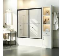 VEVOR Porta Doccia Scorrevole per Vasca da Bagno Doppia Semi-Senza Telaio, Porta Doccia Semi-Senza Telaio, Facile da Pulire e Mantenere, Maniglia in Acciaio Inox, Nero 1524 x 1524 mm