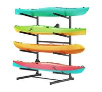VEVOR Porta Kayak Autoportante Supporto da Pavimento Indipendente per Kayak 4 Ripiani, Supporto per Deposito Canoa Barche Tavola da Surf SUP, Garage, Spiaggia, Mare, Capacità max. 100 kg