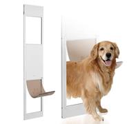 VEVOR Porta per Cani Scorrevoli in Vetro 1927-2049mm Altezza Regolabile, Porta per Animali in Vetro Temperato con Telaio in Alluminio Struttura a Cerniera, Sportello Serratura per Cani Taglia Grande