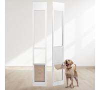 VEVOR Porta per Cani Scorrevoli in Vetro Altezza Regolabile 1927-2049mm, Porta per Animali in Vetro Temperato con Telaio in Alluminio Struttura a Cerniera, Sportello Serratura per Cani Taglia Media