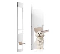 VEVOR Porta per Cani Scorrevoli in Vetro Altezza Regolabile 1927-2049mm, Porta per Animali in Vetro Temperato con Telaio in Alluminio Struttura a Cerniera, Sportello Serratura per Cani Taglia Piccola